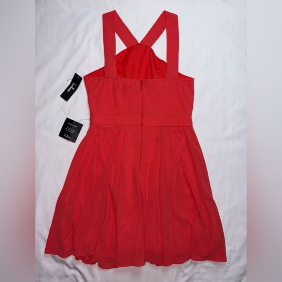 Lulus NWT Size M Red Orange The Way You Look Tonight Skater Mini Dress - Picture 9 of 11